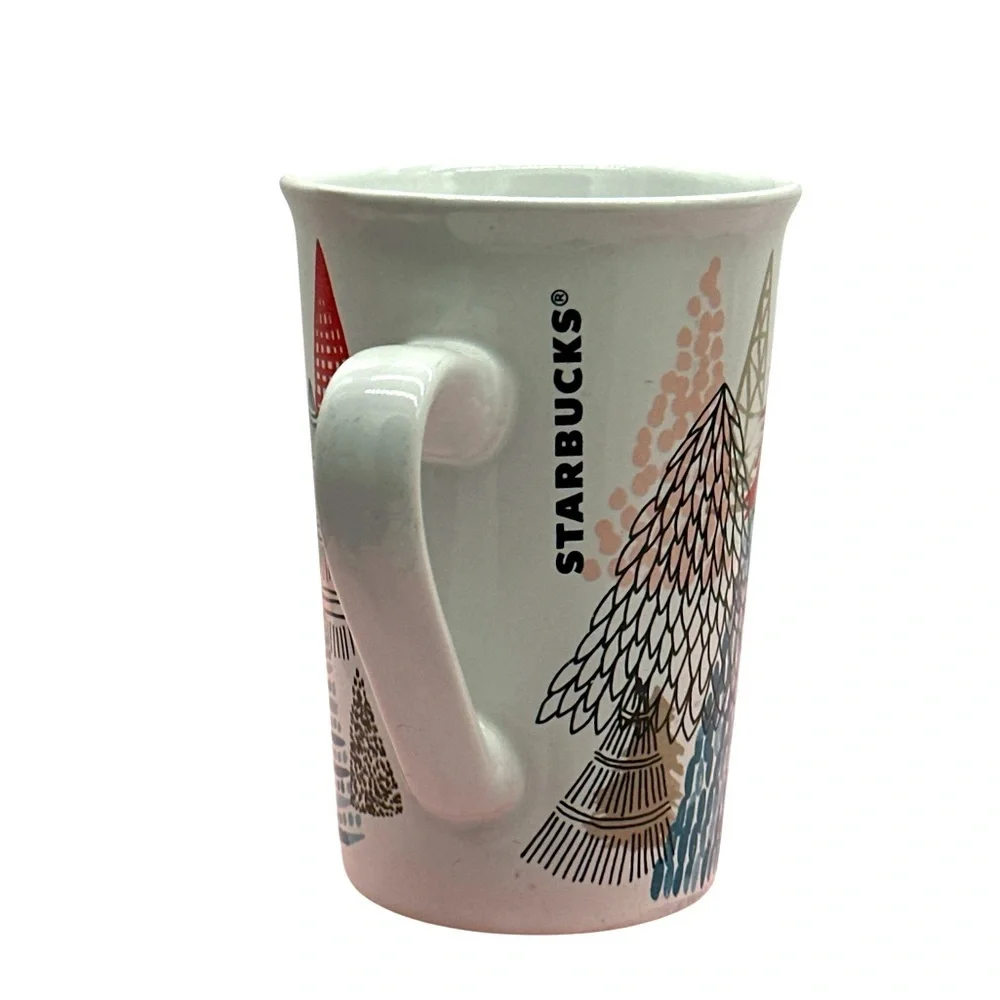 2018 Starbucks Holiday Coffee Mug 11oz Abstract Christmas Trees Ceramic